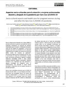 Aspectos socio-culturales para la atención a mujeres embarazadas
durante y después de la pandemia por Sars-Cov-2/COVID-19